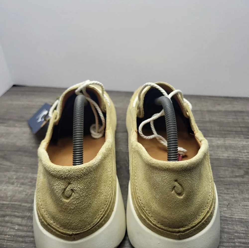 OluKai Ka'a Driver Italian Suede Leather Loafer Shoes Golden Sand Slip On Men 11